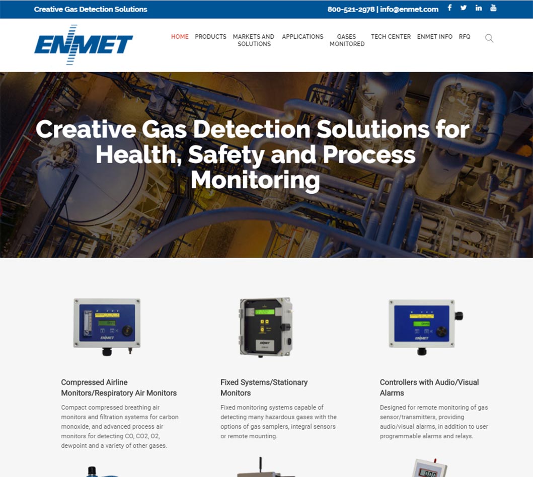 Gas Detection and Monitoring Manufacturer New Site with Catalog