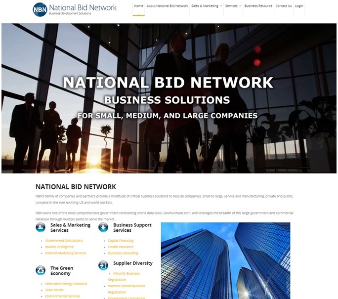 Modern Business Management Company Website – National Bid Newtork